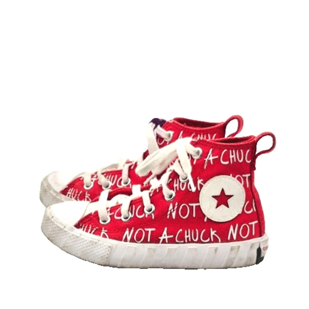 Converse UNT1TL3D High Top Not A Chuck Kids 11 Red White Shoes See Condition